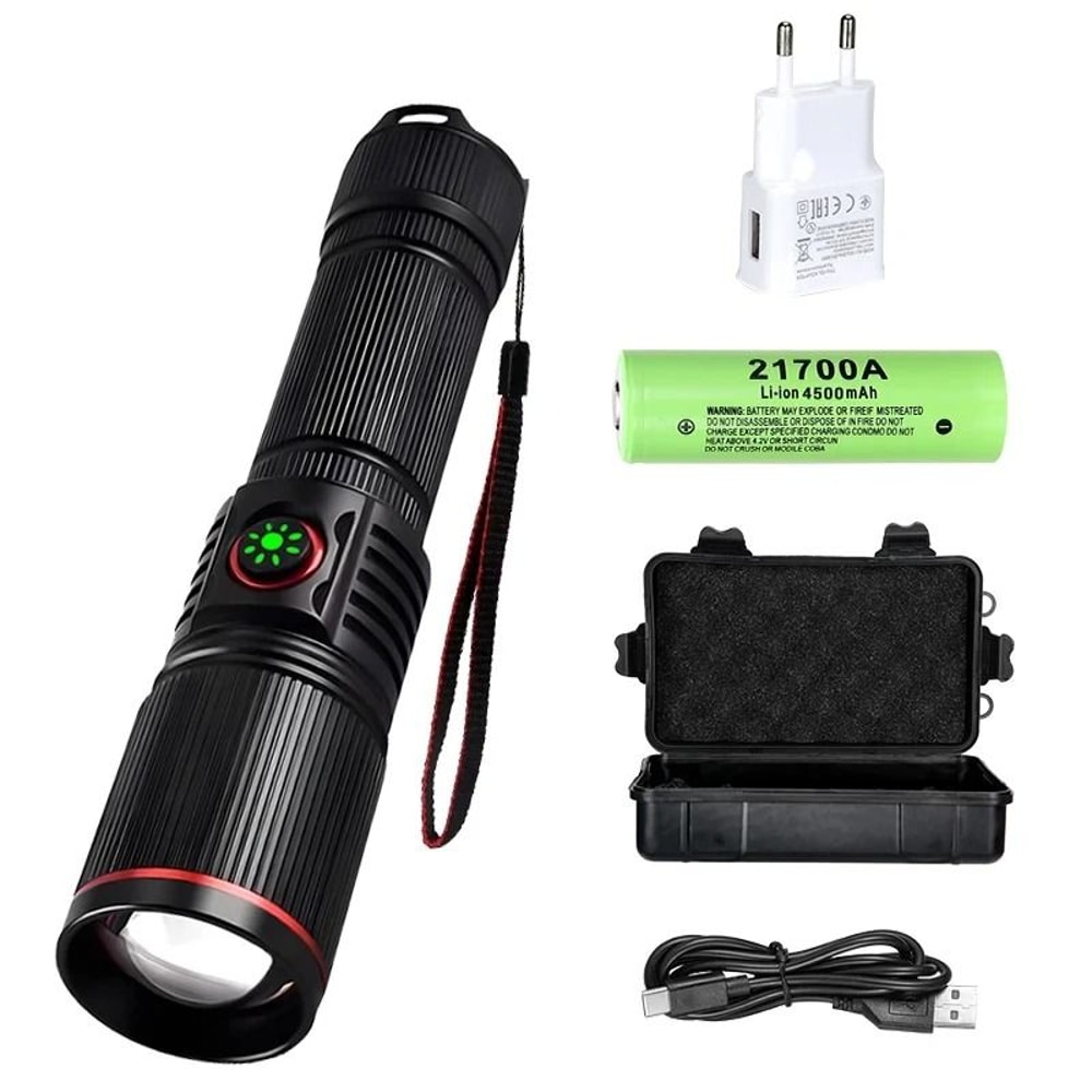 Powerful White Laser LED Flashlight With USB C Rechargeable Battery 11