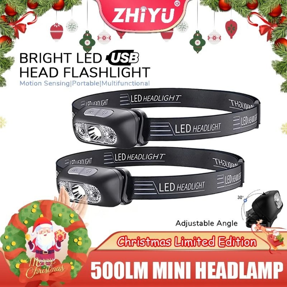 USB Rechargeable LED Headlamp With Motion Sensor For Running And Fishing 0