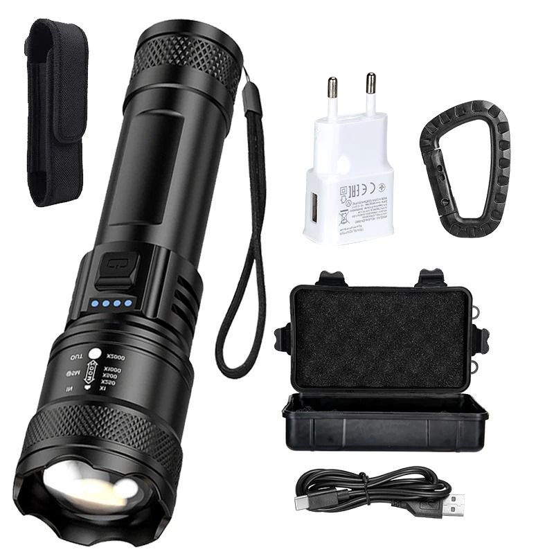 Super Bright USB Rechargeable LED Flashlight With Long Range Beam 9