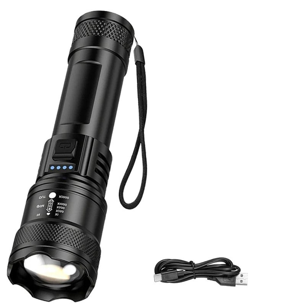 Super Bright USB Rechargeable LED Flashlight With Long Range Beam 10