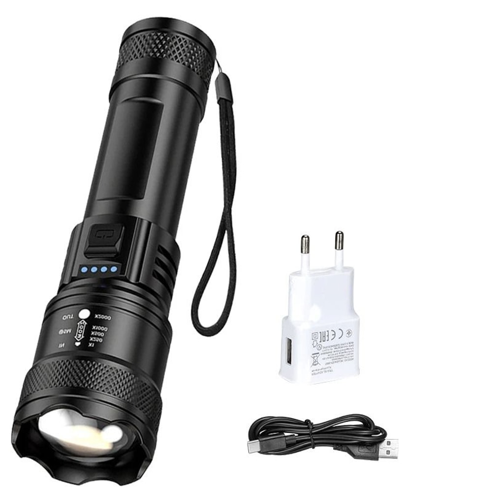 Super Bright USB Rechargeable LED Flashlight With Long Range Beam 7