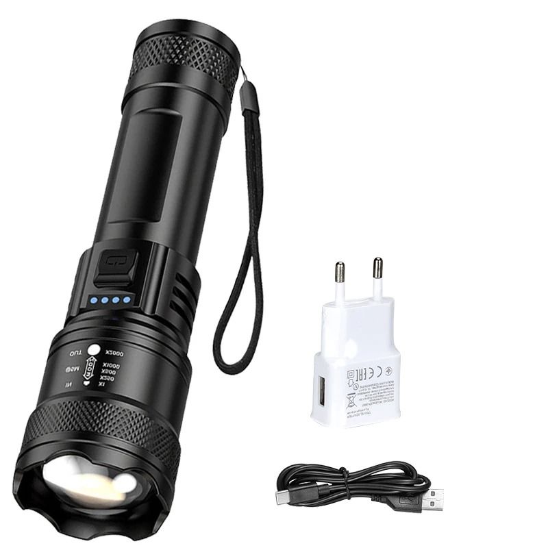 Super Bright USB Rechargeable LED Flashlight With Long Range Beam 7