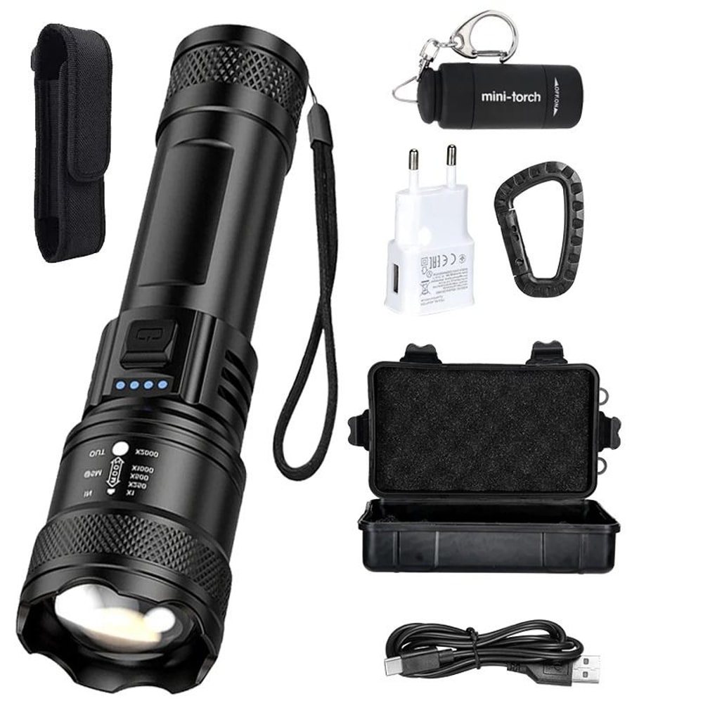 Super Bright USB Rechargeable LED Flashlight With Long Range Beam 8