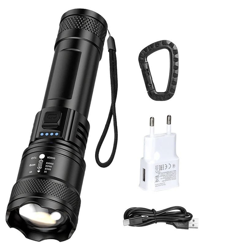 Super Bright USB Rechargeable LED Flashlight With Long Range Beam 12