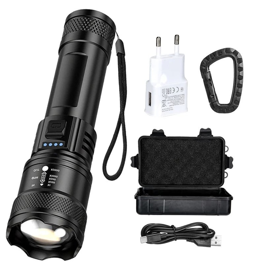 Super Bright USB Rechargeable LED Flashlight With Long Range Beam 14