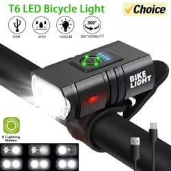 usb rechargeable bicycle front light with 1000 lumen led headlight