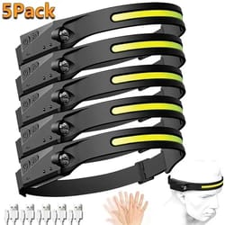 usb rechargeable cob led sensor headlamp with 5 lighting modes