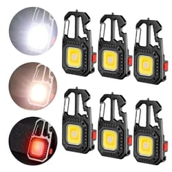 mini led keychain work light with usb rechargeable battery and safety tools