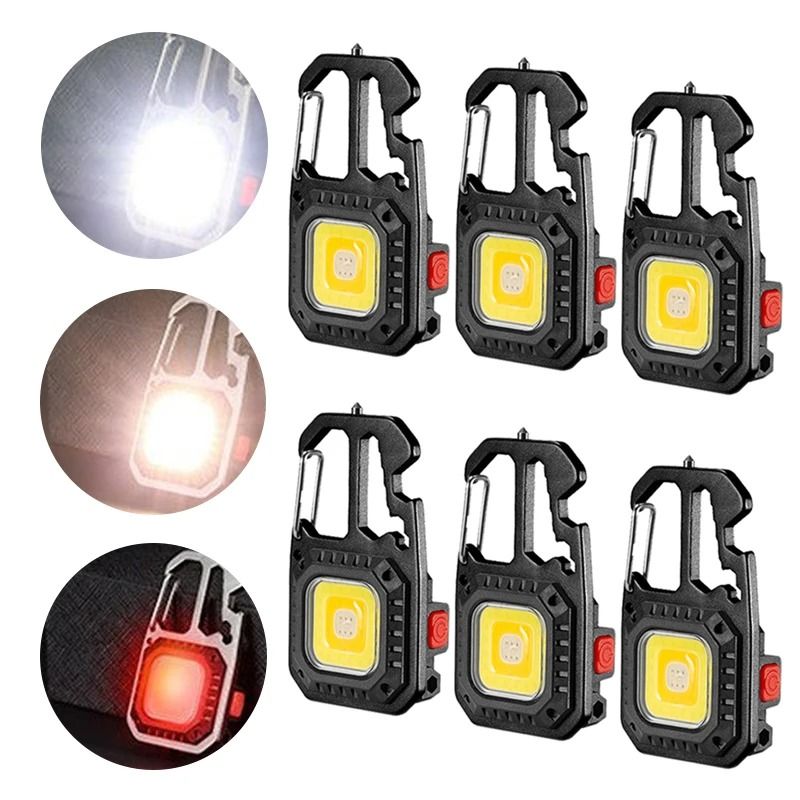 Mini LED Keychain Work Light With USB Rechargeable Battery And Safety Tools 0