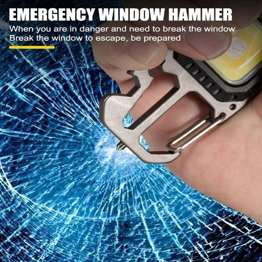 Mini LED Keychain Work Light With USB Rechargeable Battery And Safety Tools 2