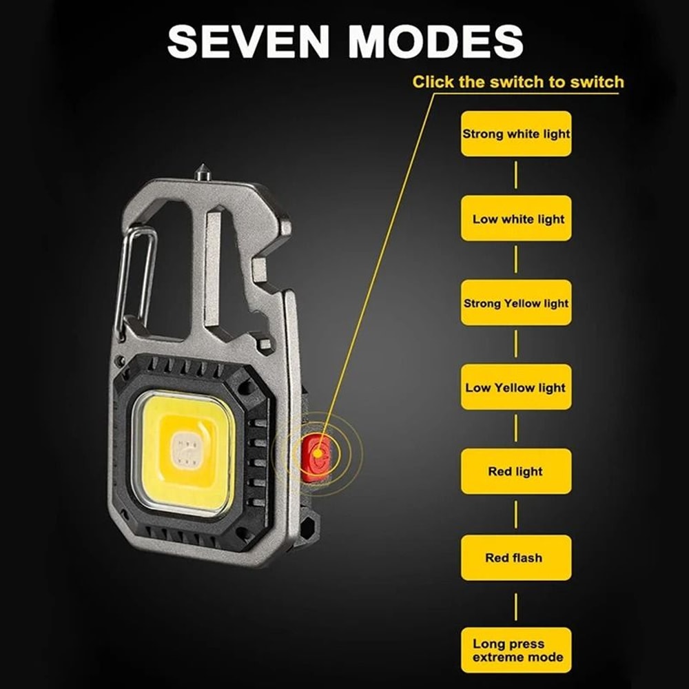 Mini LED Keychain Work Light With USB Rechargeable Battery And Safety Tools 4