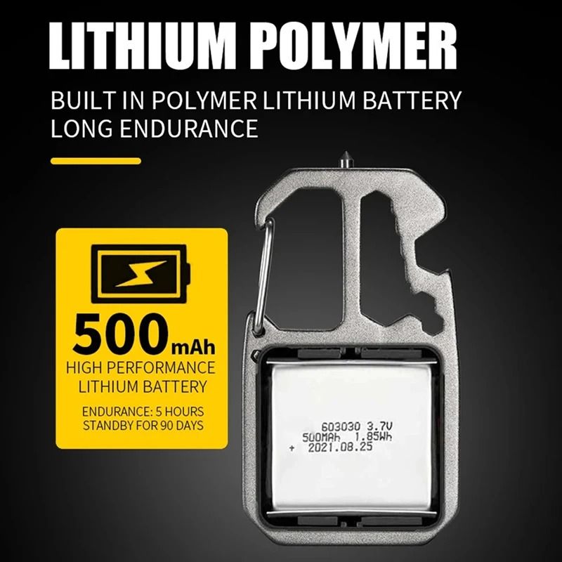 Mini LED Keychain Work Light With USB Rechargeable Battery And Safety Tools 5