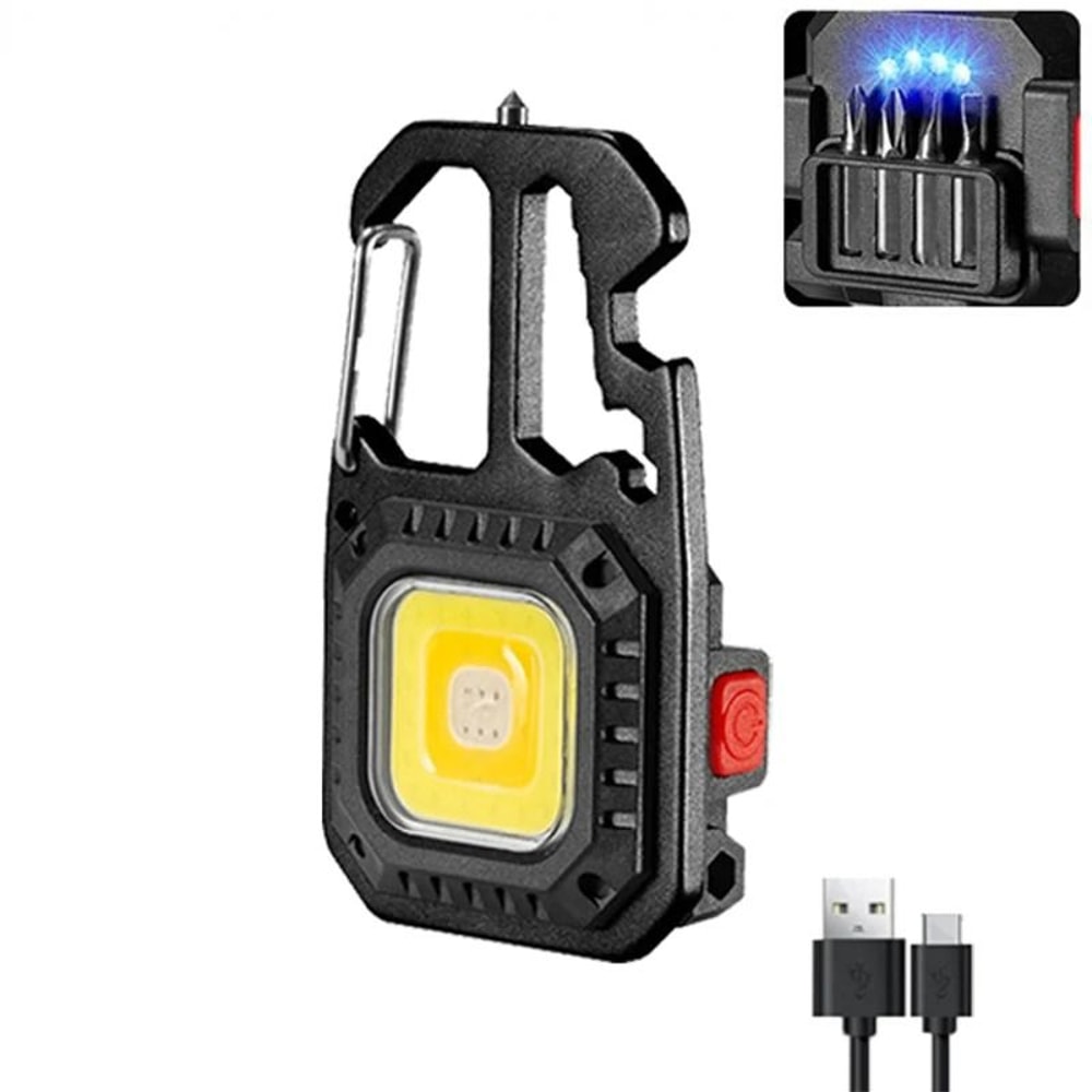 Mini LED Keychain Work Light With USB Rechargeable Battery And Safety Tools 9
