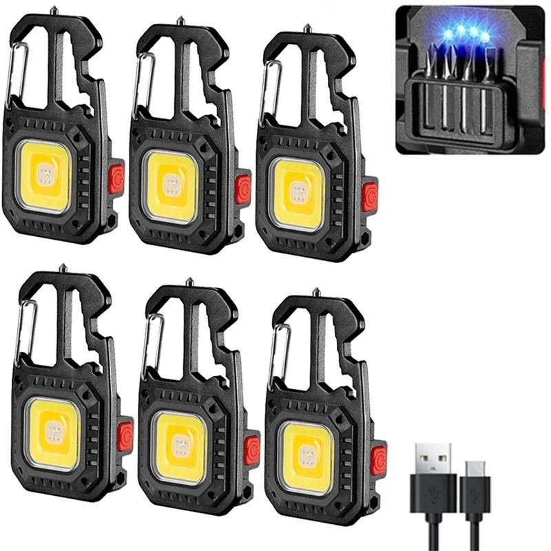 Mini LED Keychain Work Light With USB Rechargeable Battery And Safety Tools 10