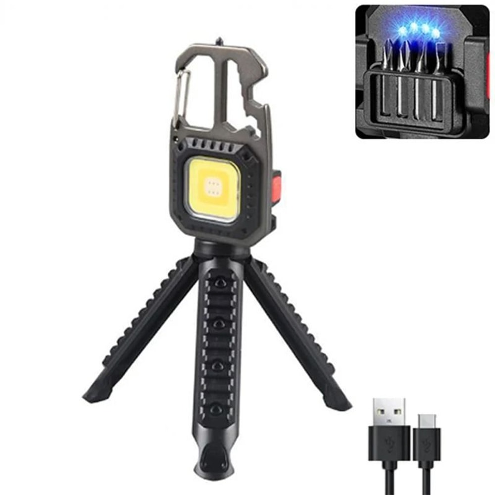 Mini LED Keychain Work Light With USB Rechargeable Battery And Safety Tools 11