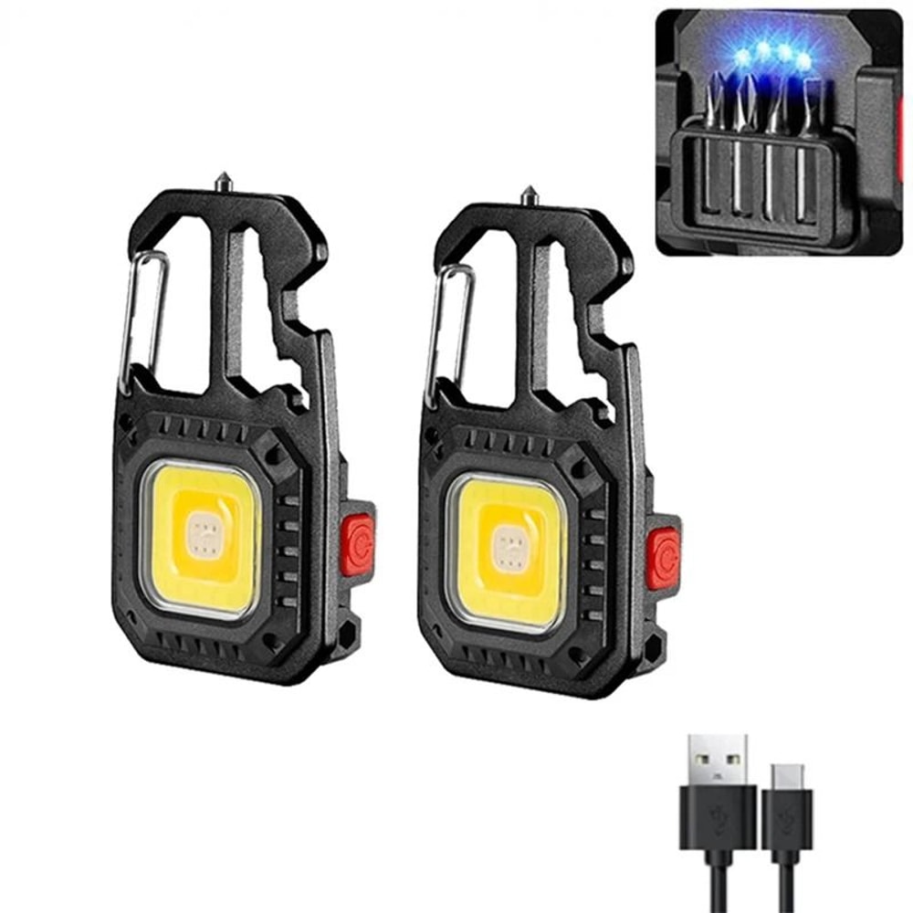 Mini LED Keychain Work Light With USB Rechargeable Battery And Safety Tools 13
