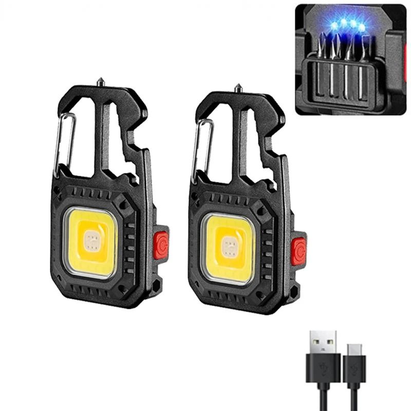Mini LED Keychain Work Light With USB Rechargeable Battery And Safety Tools 13