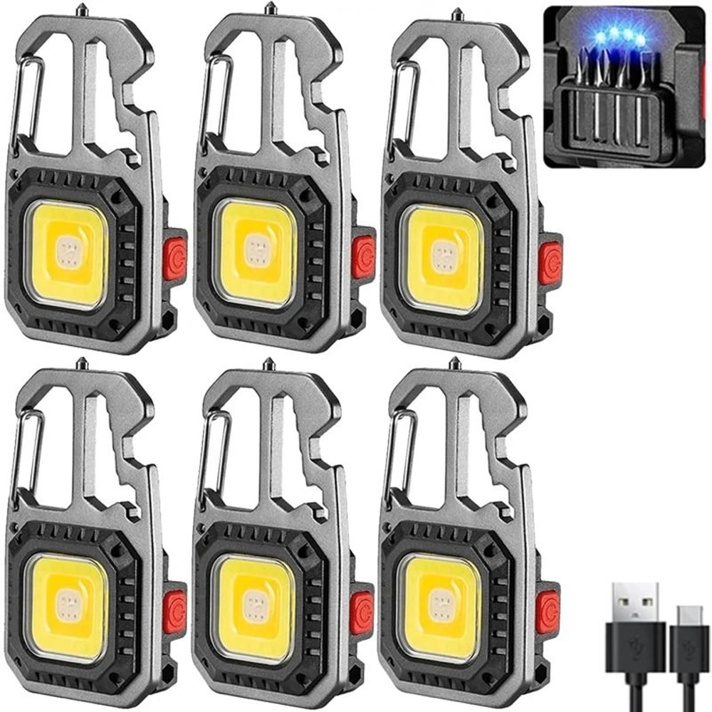 Mini LED Keychain Work Light With USB Rechargeable Battery And Safety Tools 14
