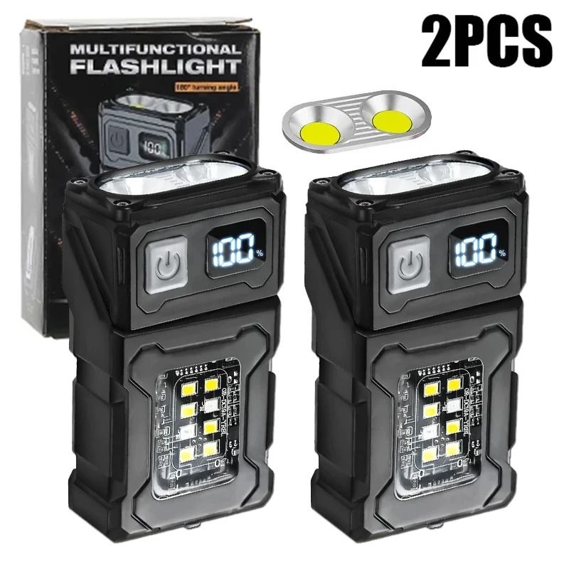 Mini LED Flashlight With Magnetic Base And Red Warning Light For Outdoor Use 0