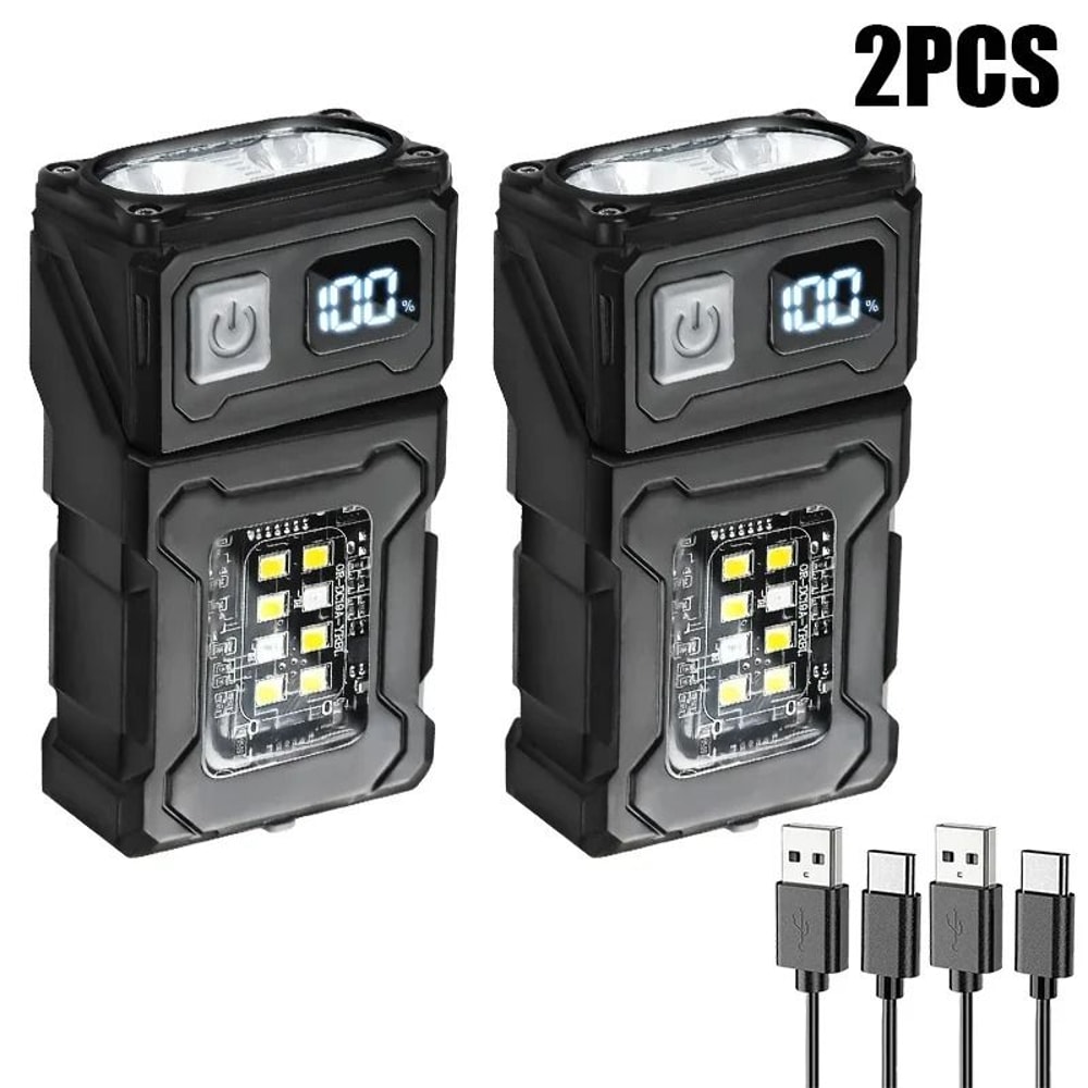 Mini LED Flashlight With Magnetic Base And Red Warning Light For Outdoor Use 10