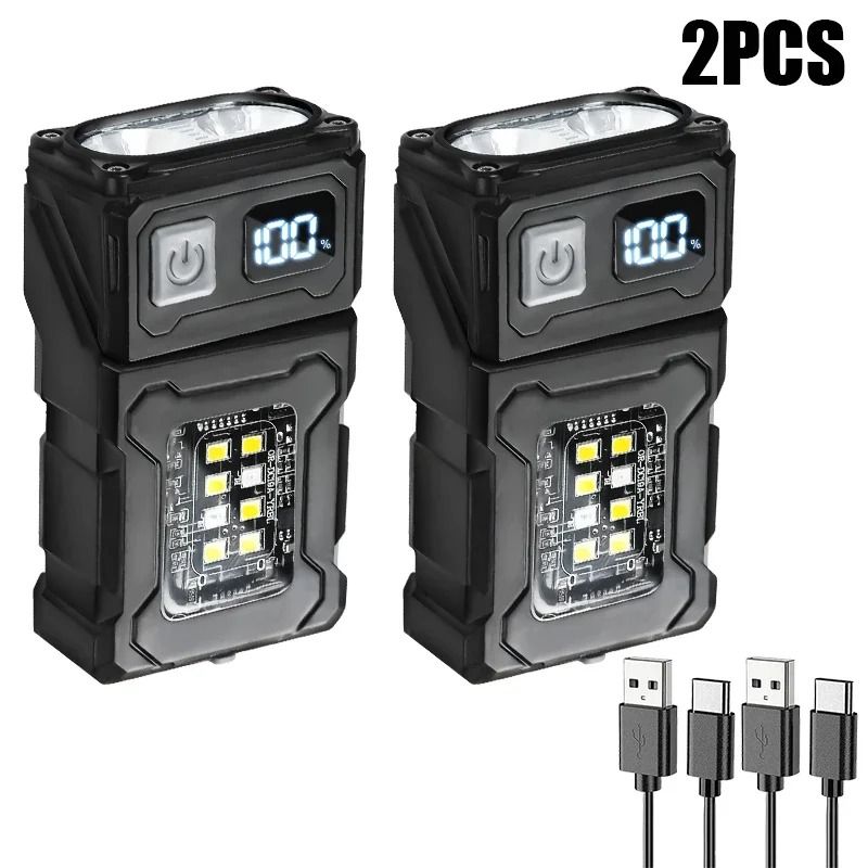 Mini LED Flashlight With Magnetic Base And Red Warning Light For Outdoor Use 10