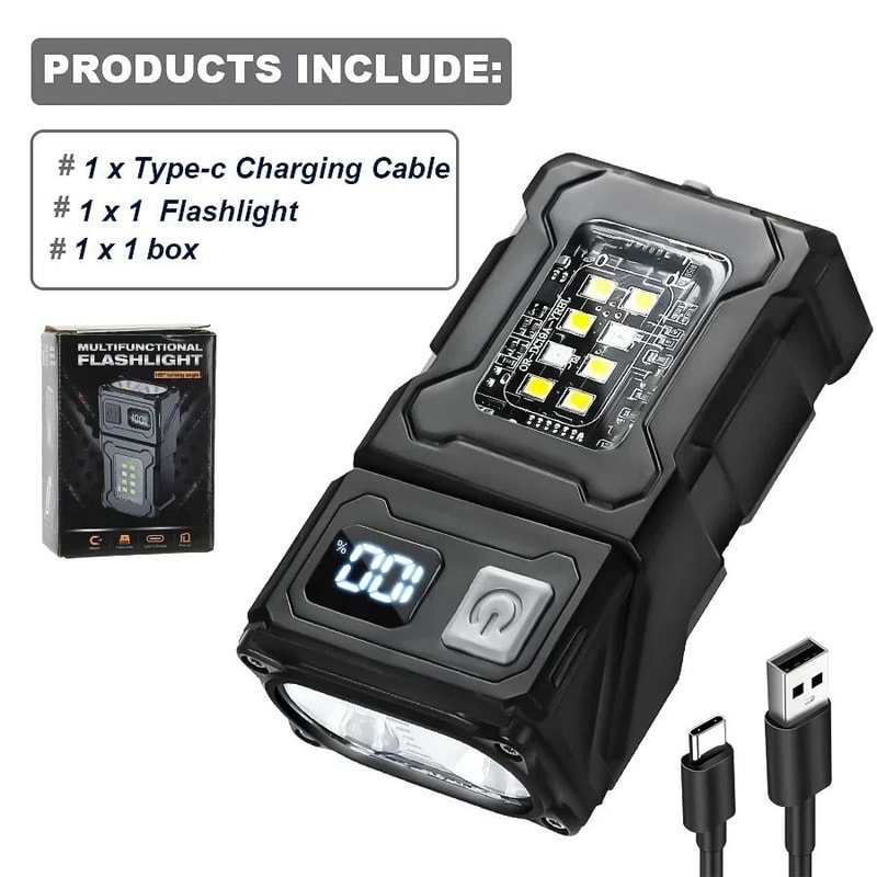 Mini LED Flashlight With Magnetic Base And Red Warning Light For Outdoor Use 7