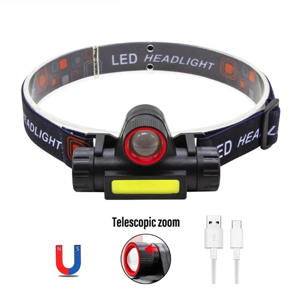 Rechargeable LED Headlamp With Dual Light Sources And Magnetic Base 0