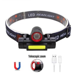 rechargeable led headlamp with dual light sources and magnetic base