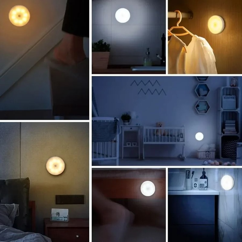 LED Motion Sensor Night Light USB Rechargeable Cabinet And Closet Lamp 5