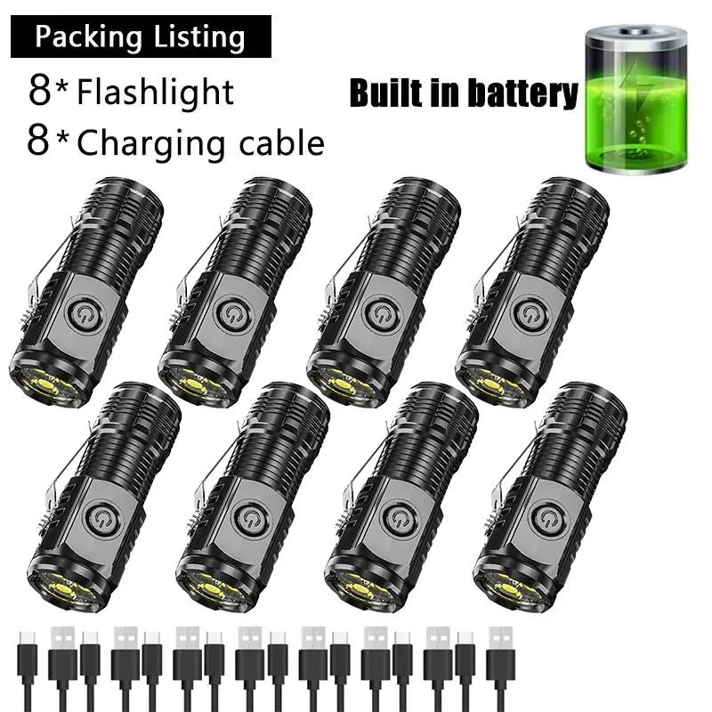 Super Bright Mini LED Flashlight With Pen Clip And USB Rechargeable Battery 10