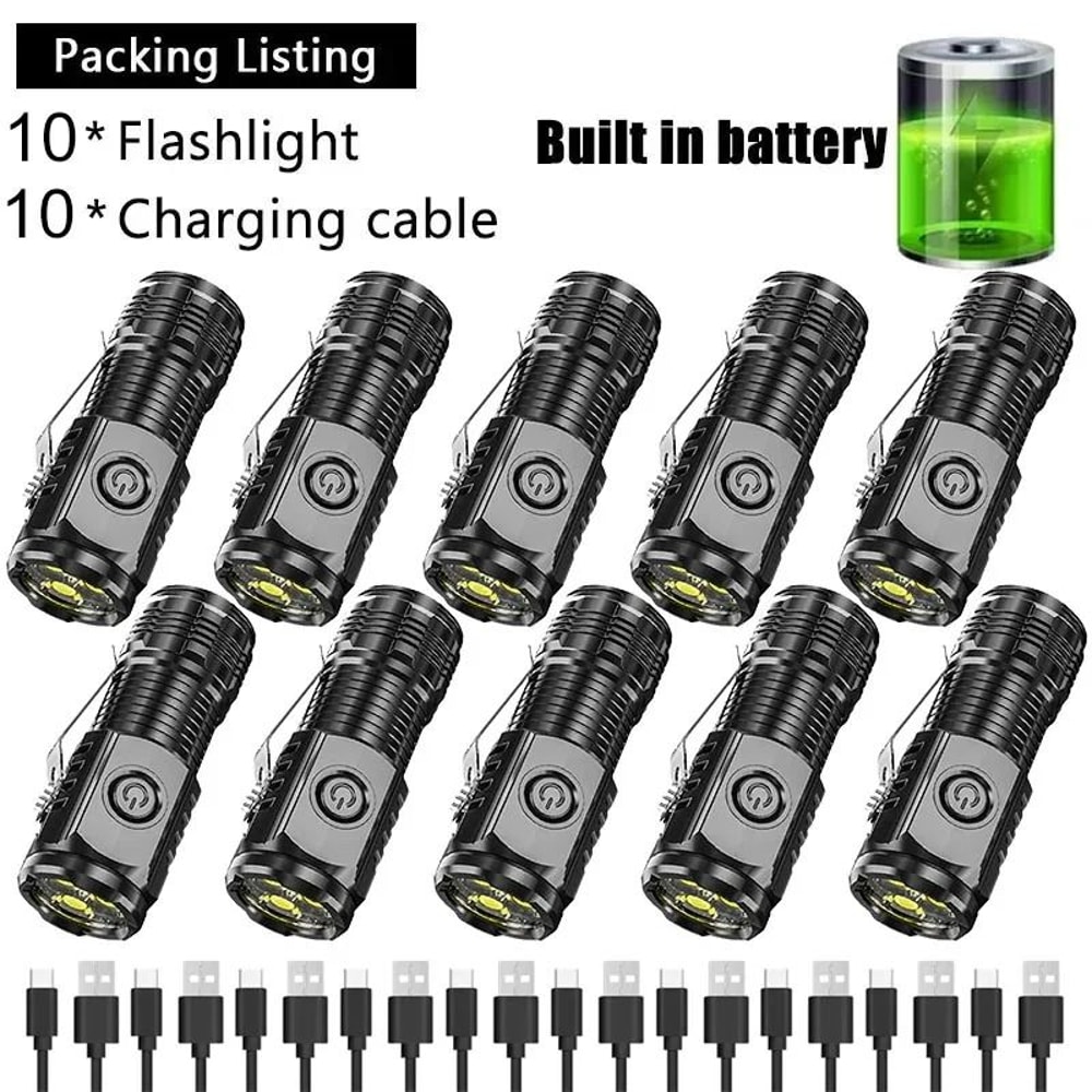 Super Bright Mini LED Flashlight With Pen Clip And USB Rechargeable Battery 11