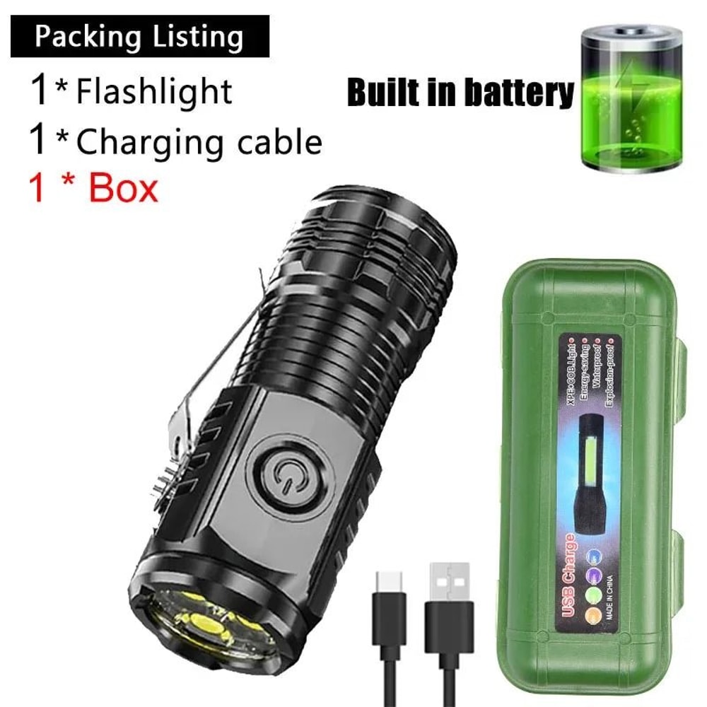Super Bright Mini LED Flashlight With Pen Clip And USB Rechargeable Battery 12