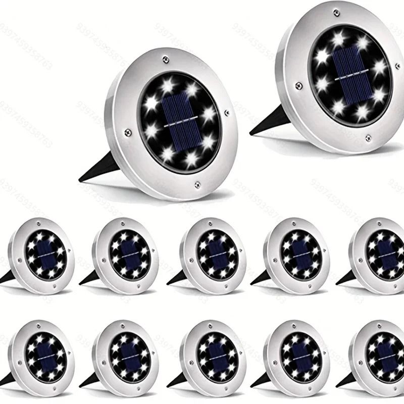 Solar LED Floor Lamp With 8 LED Lights For Outdoor Lawn And Garden Decor 0