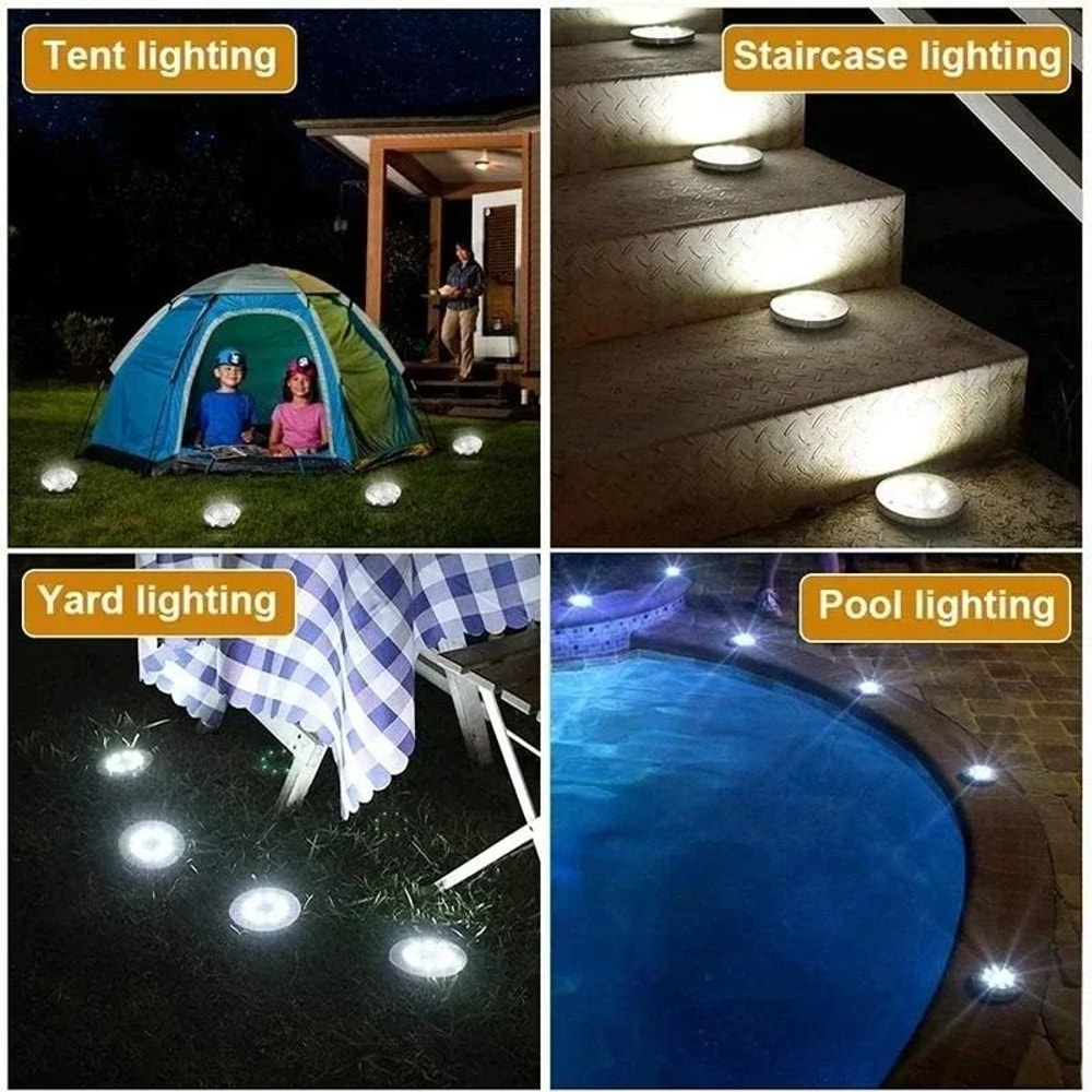 Solar LED Floor Lamp With 8 LED Lights For Outdoor Lawn And Garden Decor 2