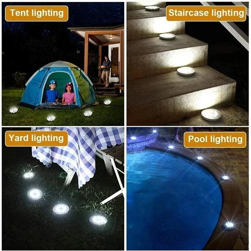 Solar LED Floor Lamp With 8 LED Lights For Outdoor Lawn And Garden Decor 2