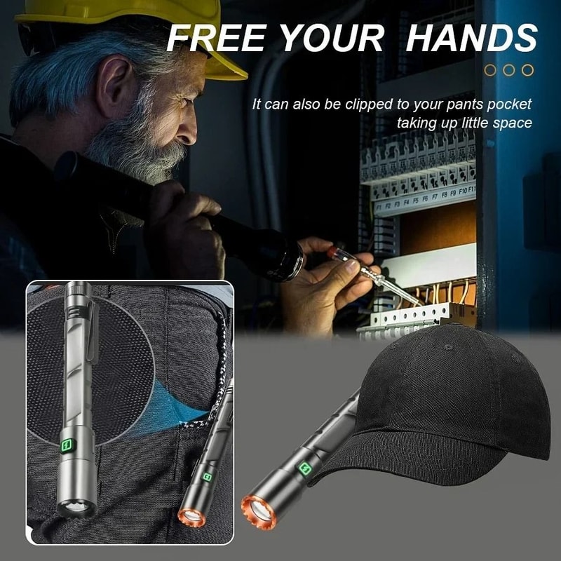 High Power Mini Flashlight With USB Charging Clip And Magnetic Base 1