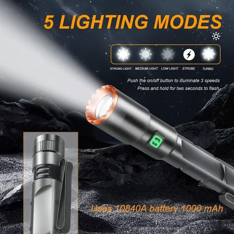 High Power Mini Flashlight With USB Charging Clip And Magnetic Base 4