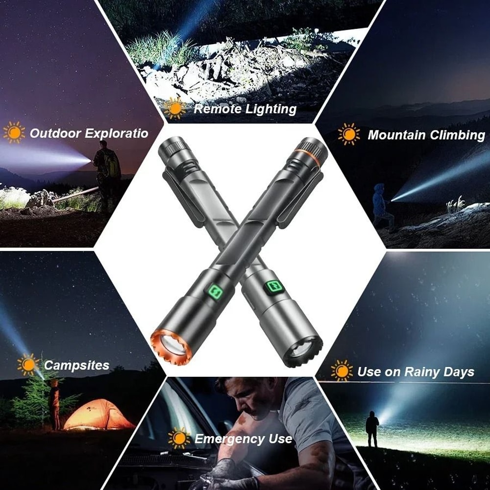 High Power Mini Flashlight With USB Charging Clip And Magnetic Base 5
