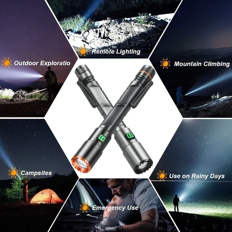 High Power Mini Flashlight With USB Charging Clip And Magnetic Base 5