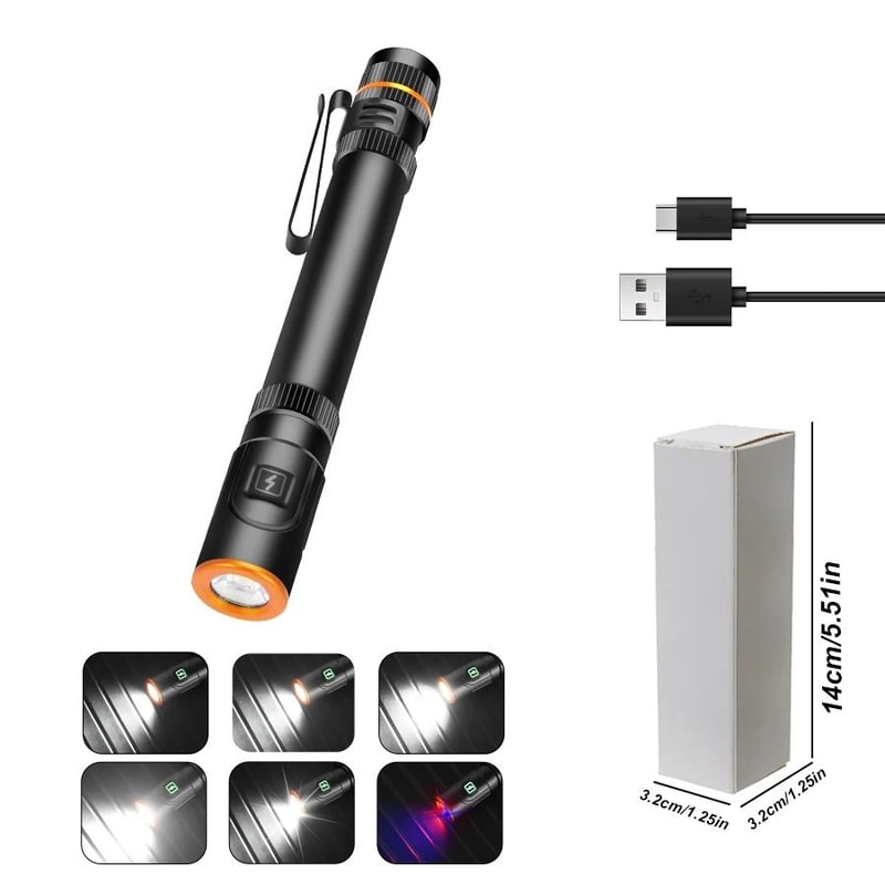 High Power Mini Flashlight With USB Charging Clip And Magnetic Base 7