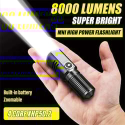 mini xhp50 led flashlight with usb c rechargeable design and telescopic zoom