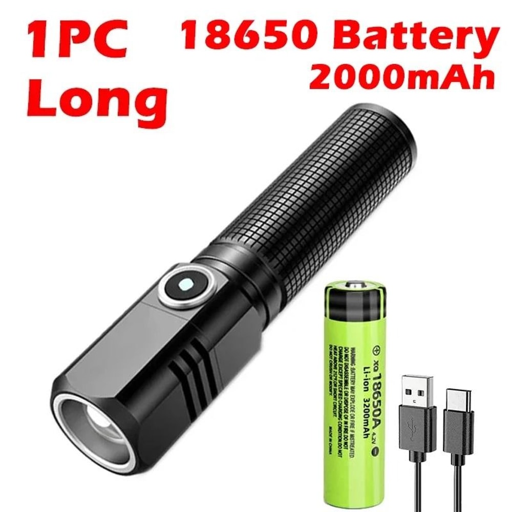Mini XHP50 LED Flashlight With USB C Rechargeable Design And Telescopic Zoom 9