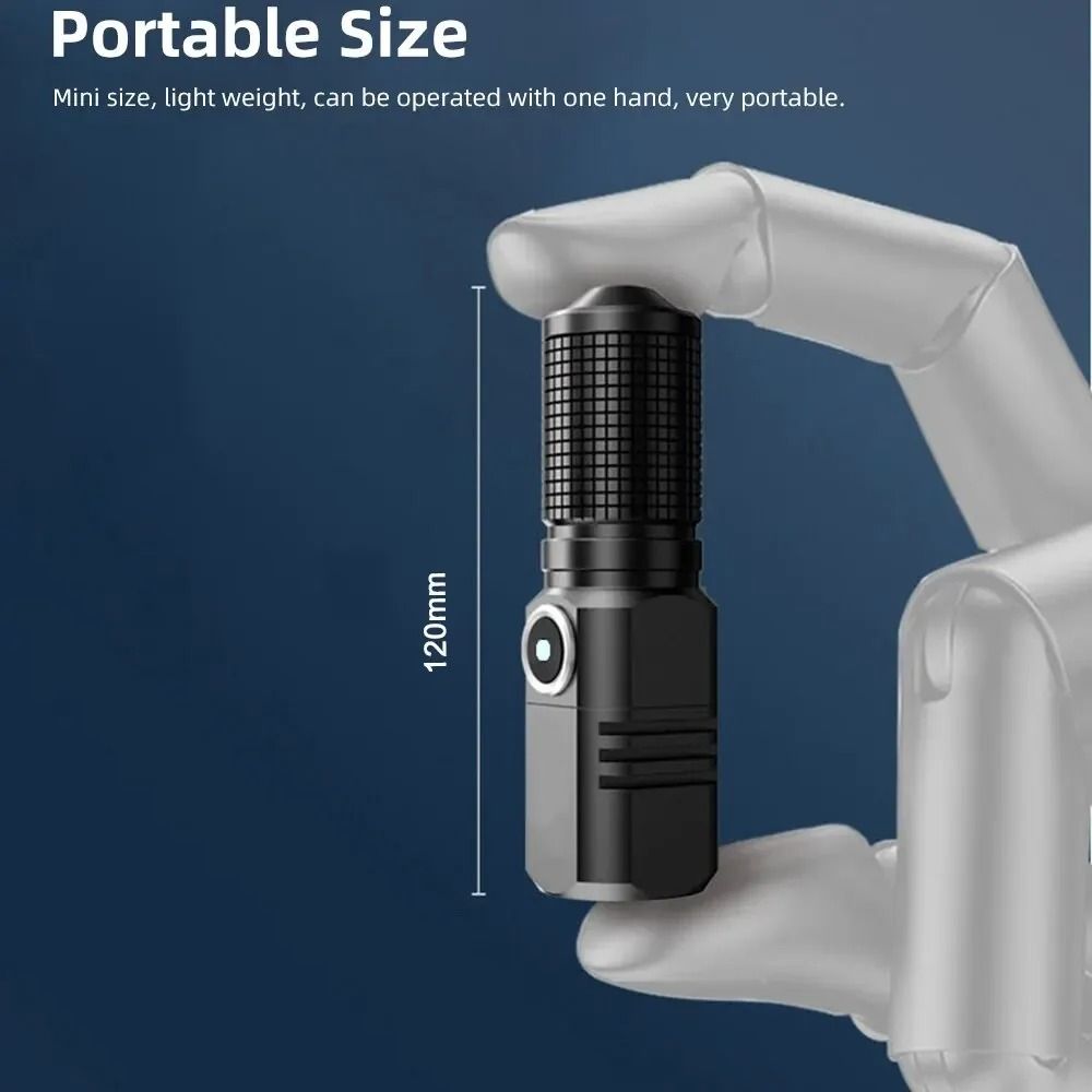 Mini XHP50 LED Flashlight With USB C Rechargeable Design And Telescopic Zoom 1