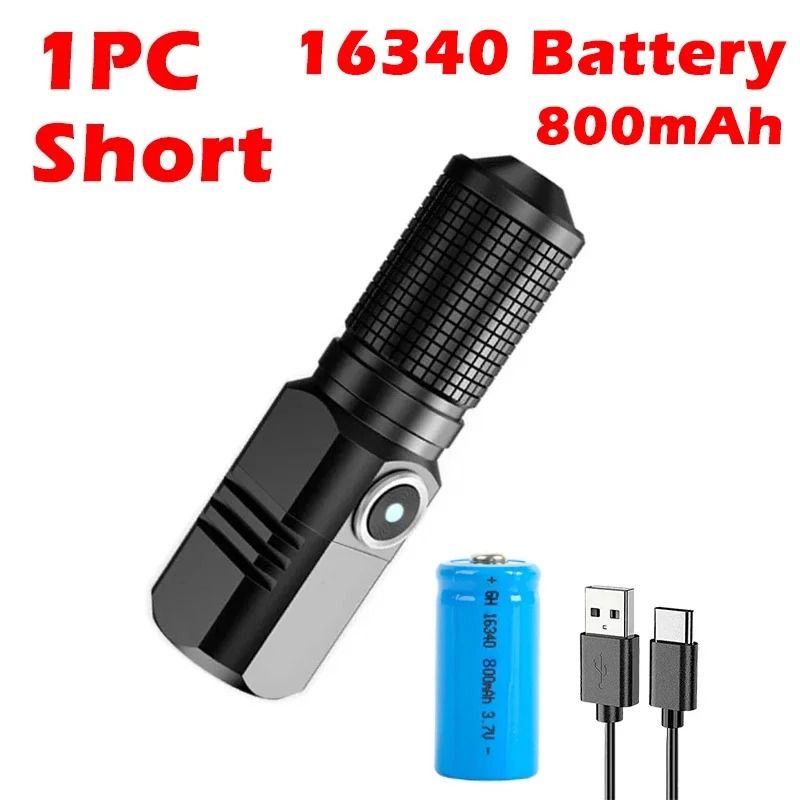 Mini XHP50 LED Flashlight With USB C Rechargeable Design And Telescopic Zoom 8