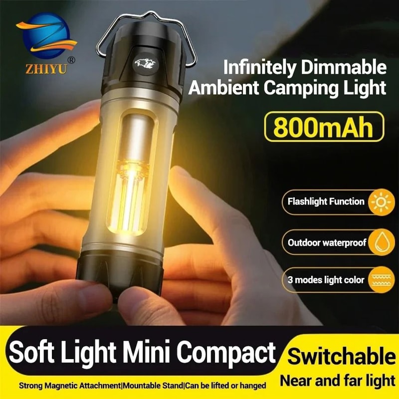 Rechargeable Dual Light Source Camping Lantern With Infinite Dimming And Type C Charging 0