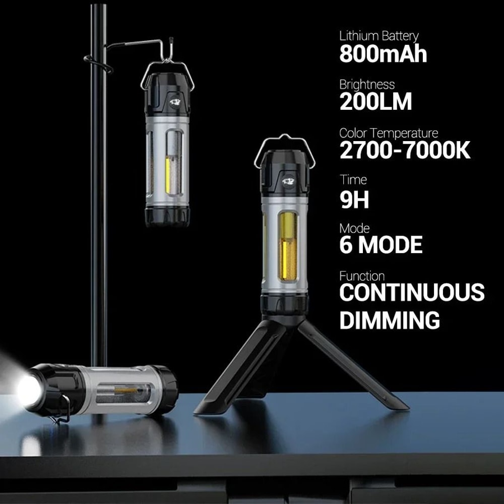 Rechargeable Dual Light Source Camping Lantern With Infinite Dimming And Type C Charging 4