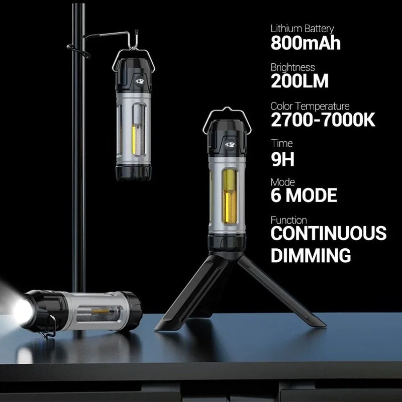 Rechargeable Dual Light Source Camping Lantern With Infinite Dimming And Type C Charging 4