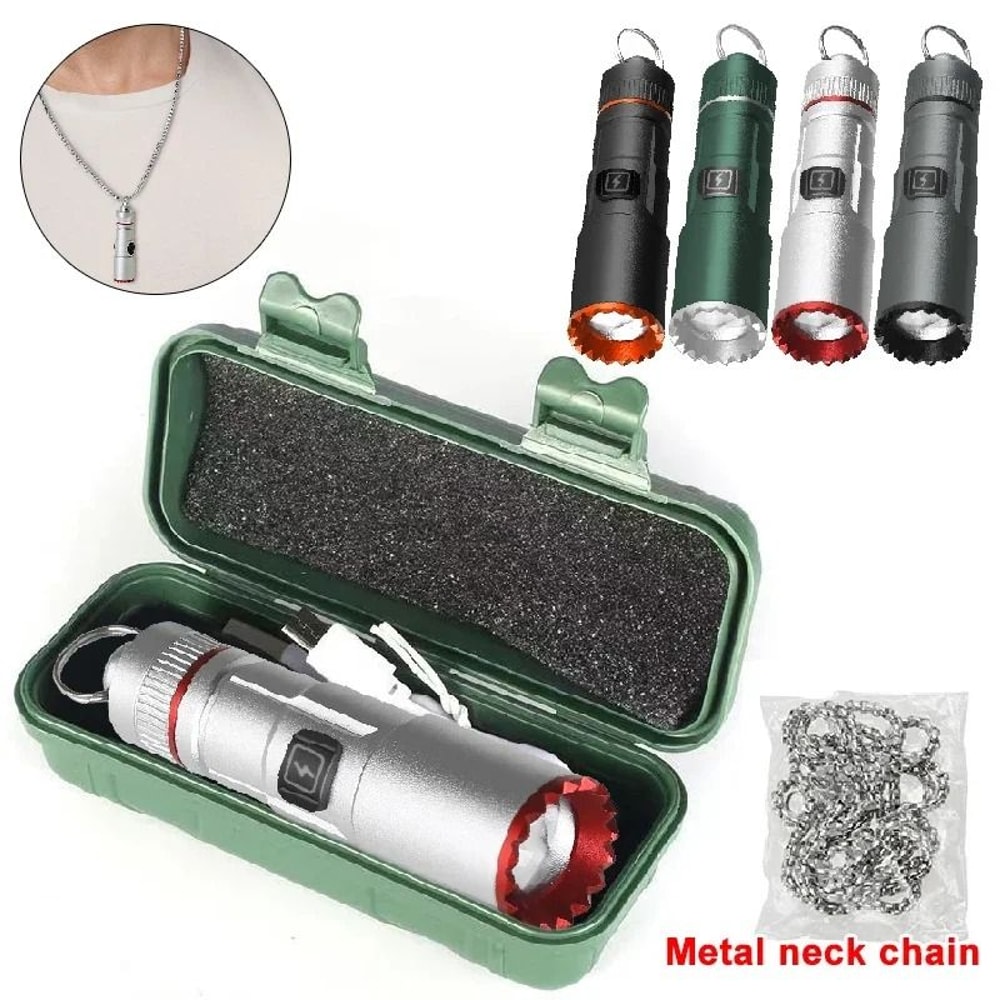 Multifunctional Mini Rechargeable Flashlight With Telescopic Zoom And Keychain Ring 0