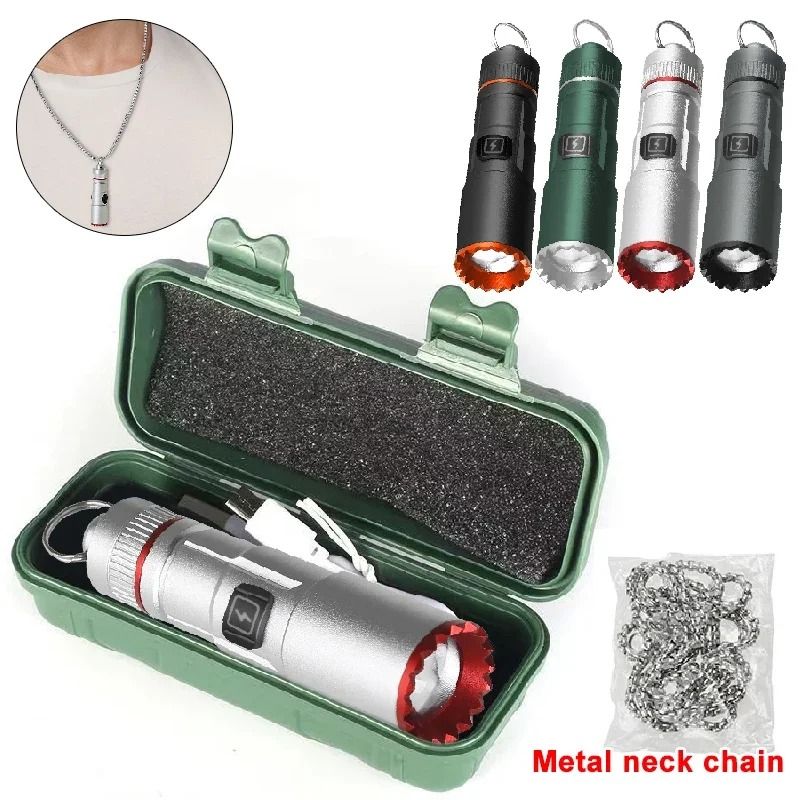 Multifunctional Mini Rechargeable Flashlight With Telescopic Zoom And Keychain Ring 0