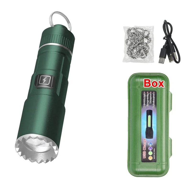 Multifunctional Mini Rechargeable Flashlight With Telescopic Zoom And Keychain Ring 10